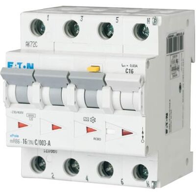 Eaton Xpole - Kombinasjon jordfeilautomat og sikringsautomat - 20A, 30mA, Type C, DIN-skinne montering Eaton Xpole - Kombinasjon jordfeilautomat og sikringsautomat - 20A, 30mA, Type C, DIN-skinne montering