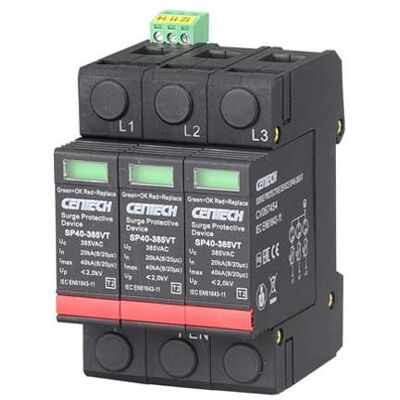Cenika 3P Type 2 Overspenningsvern - Innendørs 385V, IP20, Signalkontakt Cenika 3P Type 2 Overspenningsvern - Innendørs 385V, IP20, Signalkontakt