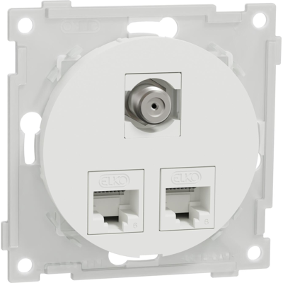 Elko One modulært uttak 2×8 kat 6 UTP og 1x F/F Elko One modulært uttak 2×8 kat 6 UTP og 1x F/F