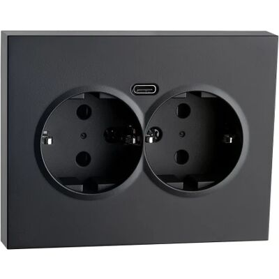 Sg Stikkontakt Innfelt Dobbel 1.5 Jord Usb-C Sort Sg Stikkontakt Innfelt Dobbel 1.5 Jord Usb-C Sort