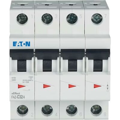 Eaton 279064 Automatbryter - 4P 32A C-kurve DIN-montering Eaton 279064 Automatbryter - 4P 32A C-kurve DIN-montering
