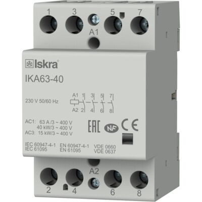 Kontaktor Iskra Ika63-40 4-Polet 63a 230v For Din-Skinne Kontaktor Iskra Ika63-40 4-Polet 63a 230v For Din-Skinne