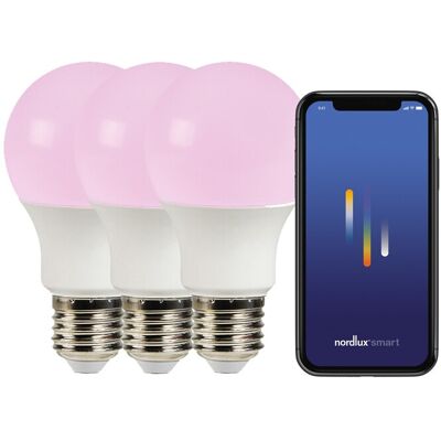 Nordlux Smart E27 A60 Colour Lyspære 3-Pack 806 Lm Nordlux Smart E27 A60 Colour Lyspære 3-Pack 806 Lm