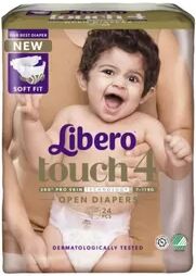 Libero Touch 4 Åpen Bleie 7-11 kg. - 24 stk.