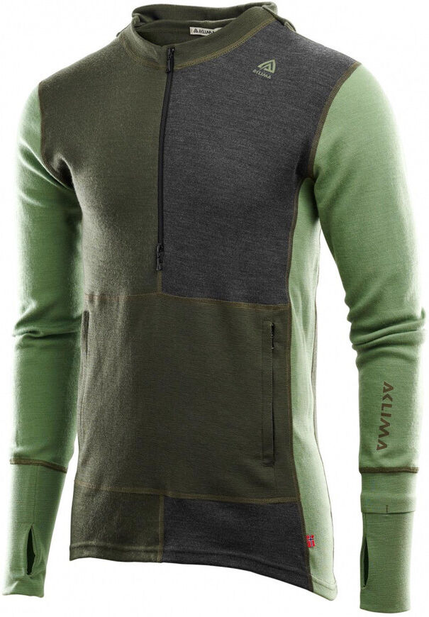 aclima M's WarmWool Hoodsweater Wzip olive night dillmarengo Grønn Male