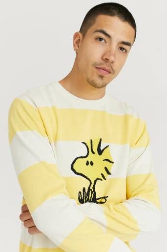 Dedicated Strikket Genser Sweater Mora Woodstock Stripe Yellow Gul  Male Gul