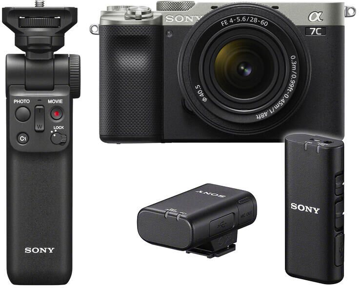 Sony A7c Kit Med 28-60mm + Wireless Kit Kamerapakke Med Objektiv Og Grep