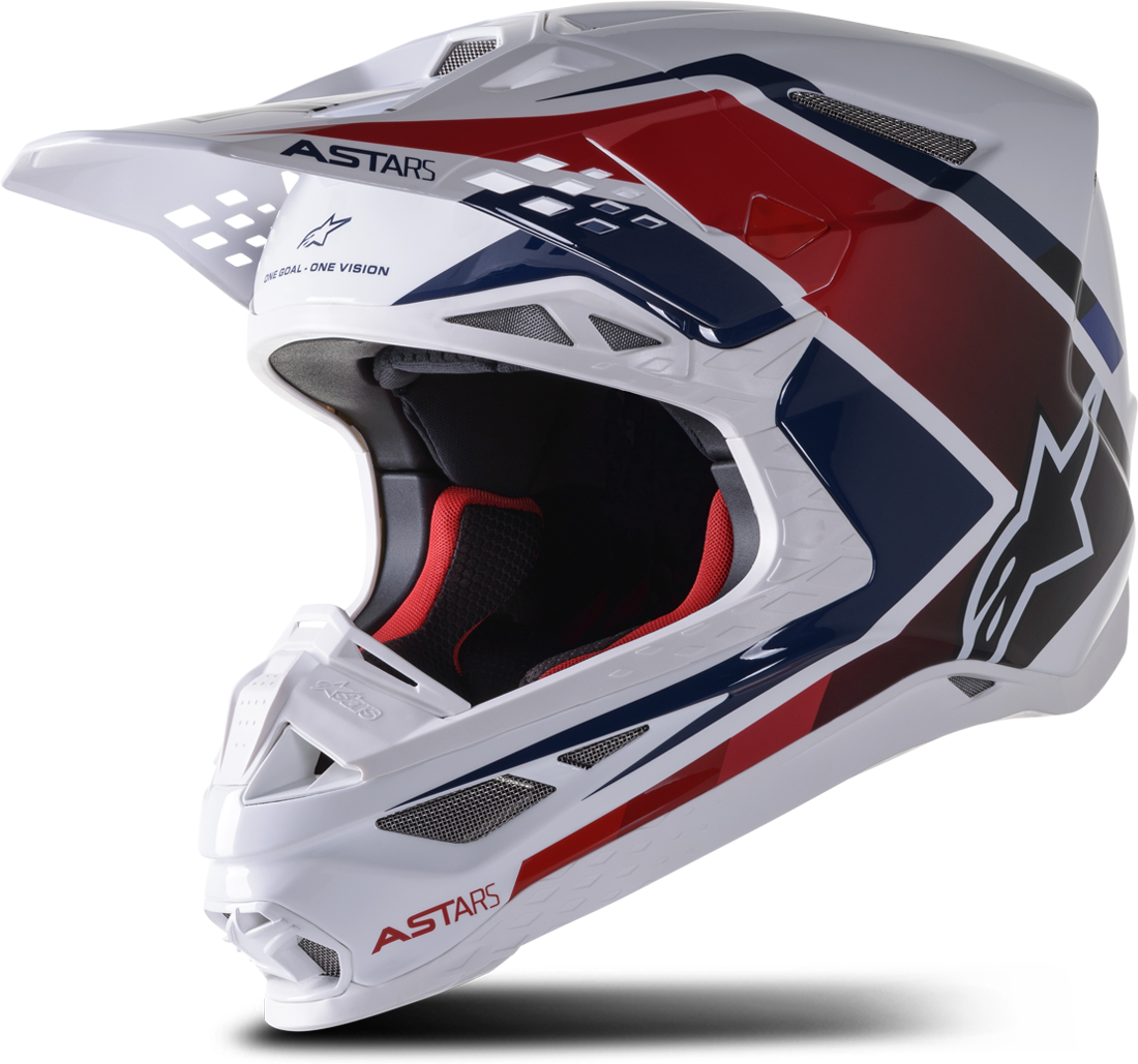 Alpinestars Crosshjelm Alpinestars Supertech S-M10 Carbon Meta2 Hvit-Rød-Blå