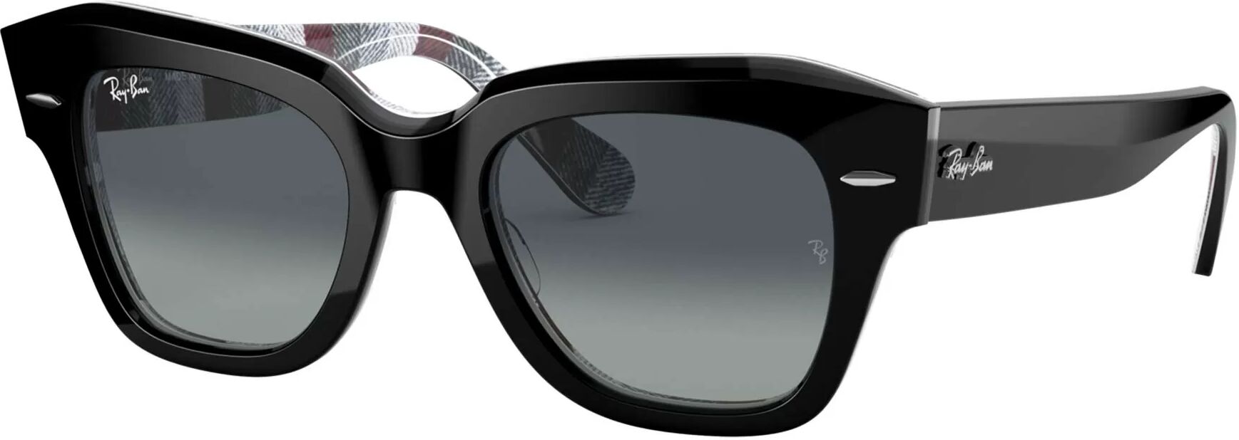 Ray-Ban State Street, Light Grey Gradient Blue - Solbriller - Top Black On Texture Chevron G - Dame