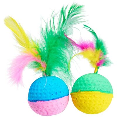 Little&Bigger Juicy Vibes Baller Med Fjær Kattleker 2-Pack Little&Bigger Juicy Vibes Baller Med Fjær Kattleker 2-Pack