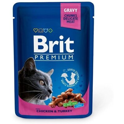 Brit Care Brit Premium Kylling & Kalkun for Katter - 100g - Pakke 12 Brit Care Brit Premium Kylling & Kalkun for Katter - 100g - Pakke 12