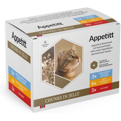Appetitt Cat Menybox Mix Chunks In Jelly Våtfôr Til Katt 12x48 G Appetitt Cat Menybox Mix Chunks In Jelly Våtfôr Til Katt 12x48 G