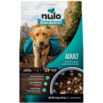 Nulo Raw Medley Dog Adult Fresh Salmon, Sweet Potato & Turkey Tørrfôr Til Hund Nulo Raw Medley Dog Adult Fresh Salmon, Sweet Potato & Turkey Tørrfôr Til Hund