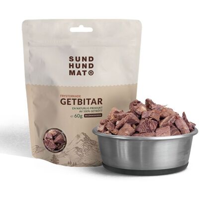 Sund Hundmat Frysetørkede Geitebiter 60 G Sund Hundmat Frysetørkede Geitebiter 60 G