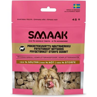 Smaak Dog Frysetørkede Hundegodbiter Storfe 45 G Smaak Dog Frysetørkede Hundegodbiter Storfe 45 G