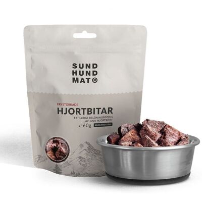 Sund Hundmat Frysetørket Hjortbiter 60g Sund Hundmat Frysetørket Hjortbiter 60g