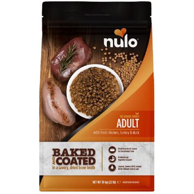 Nulo Baked & Coated Dog Adult Fresh Chicken, Turkey & Duck Tørrfôr Til Hund Nulo Baked & Coated Dog Adult Fresh Chicken, Turkey & Duck Tørrfôr Til Hund