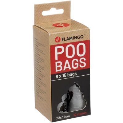 Flamingo Basic Lacha Hundebæsjposer Sølv & Svart 8x15-Pack Flamingo Basic Lacha Hundebæsjposer Sølv & Svart 8x15-Pack