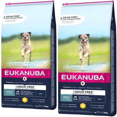 Eukanuba Grain Free Adult Small/medium Chicken 2 X 12kg Eukanuba Grain Free Adult Small/medium Chicken 2 X 12kg