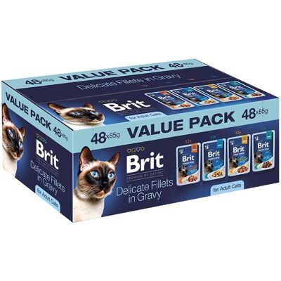 Brit Premium By Nature Cat Adult Value Pack Fillets In Gravy Våtfôr Til Katt 48x85g Brit Premium By Nature Cat Adult Value Pack Fillets In Gravy Våtfôr Til Katt 48x85g