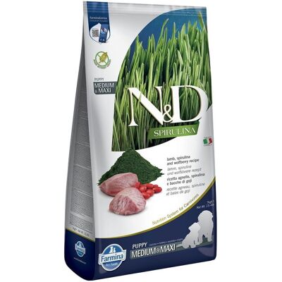 Farmina N&D Hundemat Valp Spirulina Medium Maxi Lam Farmina N&D Hundemat Valp Spirulina Medium Maxi Lam
