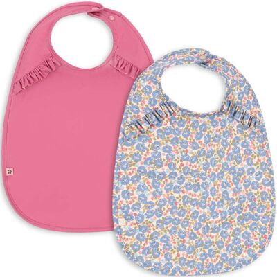 Konges Sløjd Frill 2-pack smekker i PU til baby, Fleur Rosier Konges Sløjd Frill 2-pack smekker i PU til baby, Fleur Rosier