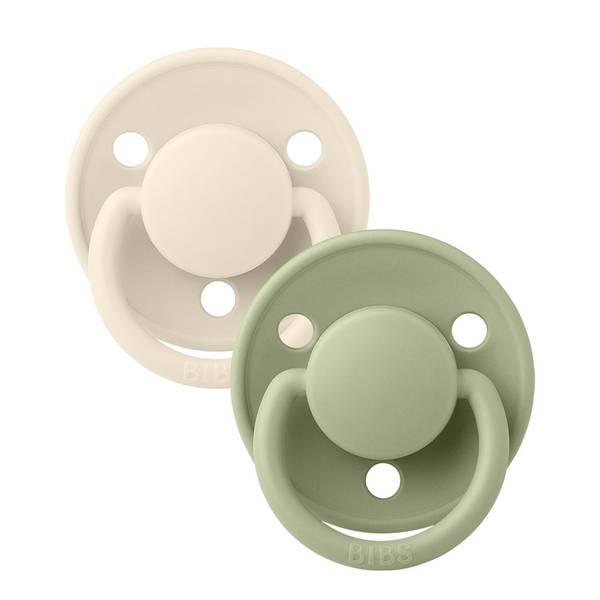 Bibs 2 Pack De Lux Latex Smokker, Ivory/sage