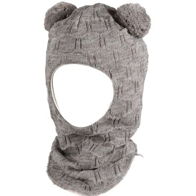 Kivat balaclava lue med store dusker, Beigemelert (0-1 år) 0-1 år Kivat balaclava lue med store dusker, Beigemelert (0-1 år) 0-1 år