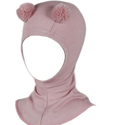 Kivat balaclava i ullsilke med dusker, Pudderrosa (3-6 mnd) 3-6 mnd Kivat balaclava i ullsilke med dusker, Pudderrosa (3-6 mnd) 3-6 mnd