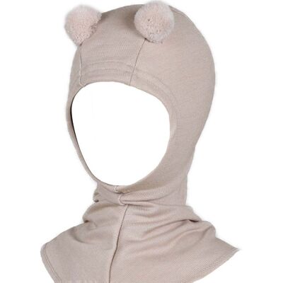 Kivat balaclava i ullsilke med dusker, Latte (0-3 mnd) 0-3 mnd Kivat balaclava i ullsilke med dusker, Latte (0-3 mnd) 0-3 mnd
