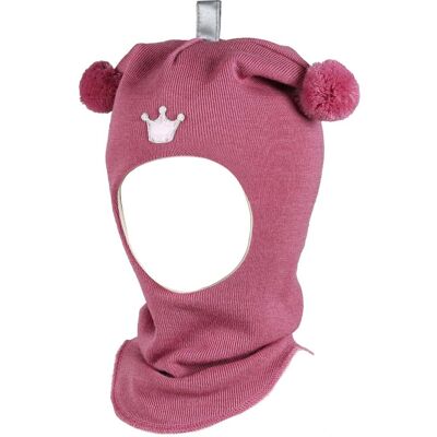 Kivat balaclava lue med dusker og krone, Mørk Rosa (0-1 år) 0-1 år Kivat balaclava lue med dusker og krone, Mørk Rosa (0-1 år) 0-1 år