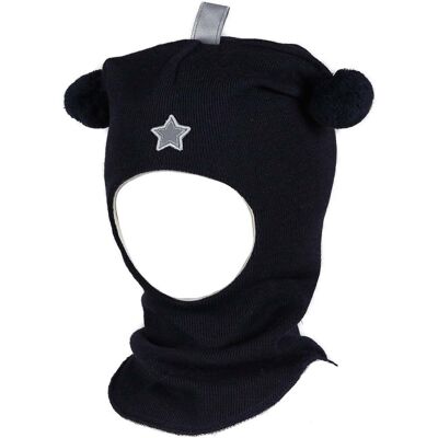 Kivat balaclava med dusker og stjerne, Marine (0-1 år) 0-1 år Kivat balaclava med dusker og stjerne, Marine (0-1 år) 0-1 år