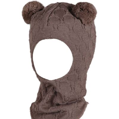 Kivat balaclava lue med store dusker, Sjokoladebrun (0-1 år) 0-1 år Kivat balaclava lue med store dusker, Sjokoladebrun (0-1 år) 0-1 år
