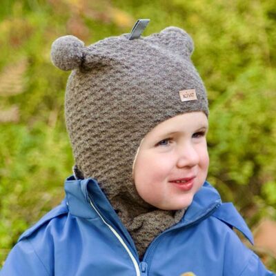 Kivat balaclava vinterlue med dusker, Brunmelert (0-1 år) 0-1 år Kivat balaclava vinterlue med dusker, Brunmelert (0-1 år) 0-1 år