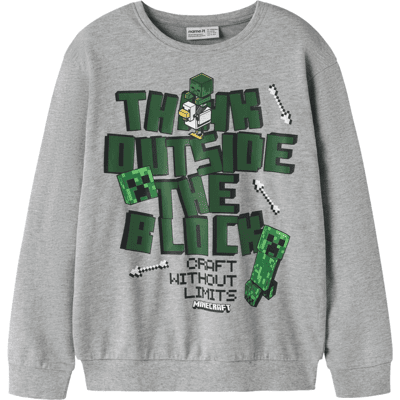 Name It Nkmjacks Minecraft sweatshirt, Grey Melange (122/128) 122/128 Name It Nkmjacks Minecraft sweatshirt, Grey Melange (122/128) 122/128