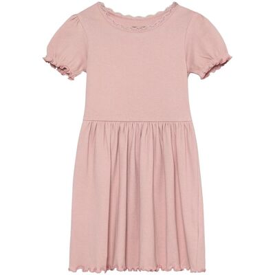 HUTTEliHUT Rib kjole til barn, Pale Mauve (128) 128 HUTTEliHUT Rib kjole til barn, Pale Mauve (128) 128