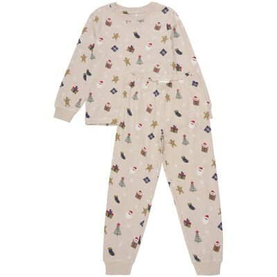 Minymo julepyjamas til barn, Beige Melange (128) 128 Minymo julepyjamas til barn, Beige Melange (128) 128