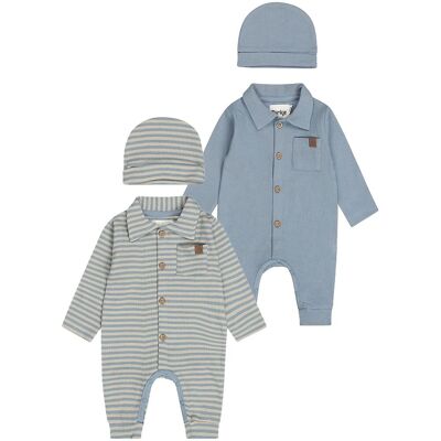Dirkje 2-pack heldress/pyjamas til baby, Blue (74) 74 Dirkje 2-pack heldress/pyjamas til baby, Blue (74) 74