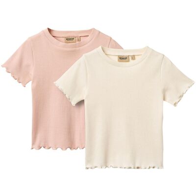 Wheat Alicia 2-pack ribb t-skjorte til barn, Ivory (116) 116 Wheat Alicia 2-pack ribb t-skjorte til barn, Ivory (116) 116