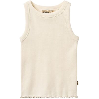 Wheat Minka ribb tank-top til barn, Ivory (128) 128 Wheat Minka ribb tank-top til barn, Ivory (128) 128