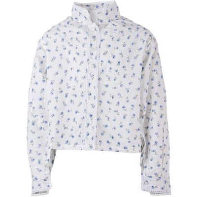Salto Elly bluse til bunad/festdrakt jente, Blå blomst (92) 92 Salto Elly bluse til bunad/festdrakt jente, Blå blomst (92) 92