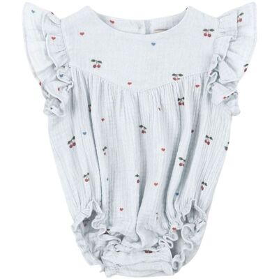 Konges Sløjd Coco romper til baby, Cherry Blue Coeur (6 mnd) 6 mnd Konges Sløjd Coco romper til baby, Cherry Blue Coeur (6 mnd) 6 mnd