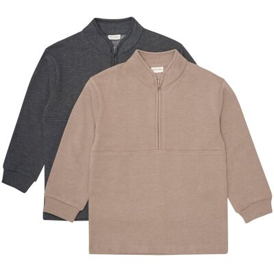 Minymo 2-pack half-zip genser til barn, Fossil (116) 116 Minymo 2-pack half-zip genser til barn, Fossil (116) 116