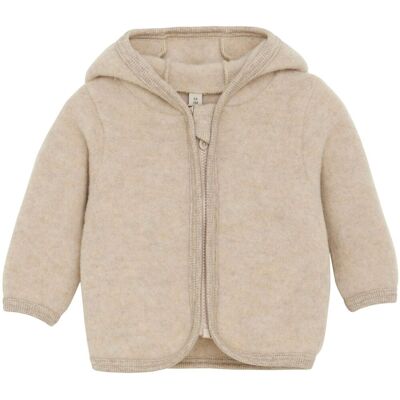 HUTTEliHUT Jakke i ullfleece med ører, Camel Melange (74) 74 HUTTEliHUT Jakke i ullfleece med ører, Camel Melange (74) 74