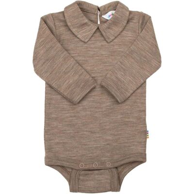 Joha body i ull/silke m/krage, Beige Mel. (80) 80 Joha body i ull/silke m/krage, Beige Mel. (80) 80
