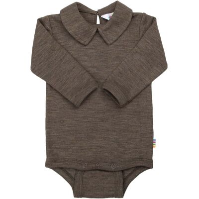 Joha body i ull/silke m/krage, Brown Mel. (100) 100 Joha body i ull/silke m/krage, Brown Mel. (100) 100