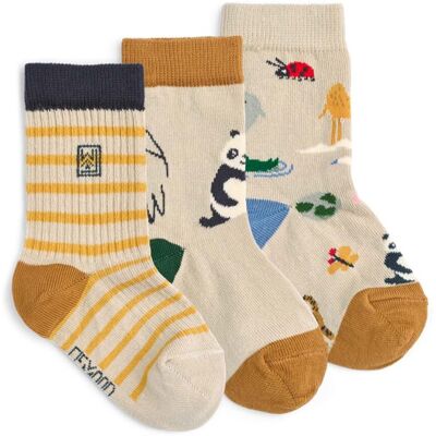 Liewood Silas 3-pack sokker til barn, Around The World/Sandy (33/36) 33/36 Liewood Silas 3-pack sokker til barn, Around The World/Sandy (33/36) 33/36