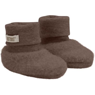HUTTEliHUT Ullfleece booties 2-lags, Brown Melange (74/80) 74/80 HUTTEliHUT Ullfleece booties 2-lags, Brown Melange (74/80) 74/80