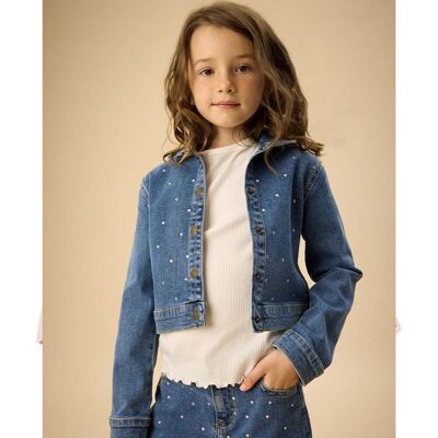 Creamie Rhinestones denimjakke til barn, Blue Denim (140) 140 Creamie Rhinestones denimjakke til barn, Blue Denim (140) 140