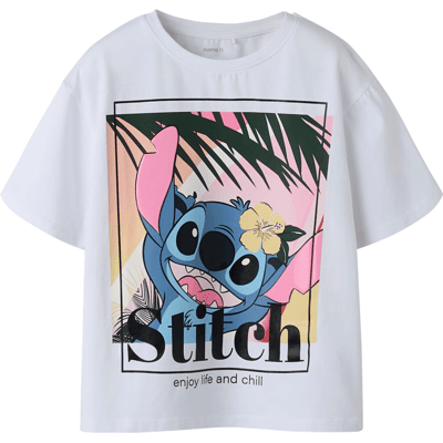 Name It Nkfaftina Stitch t-skjorte til barn, Bright White (134/140) 134/140 Name It Nkfaftina Stitch t-skjorte til barn, Bright White (134/140) 134/140
